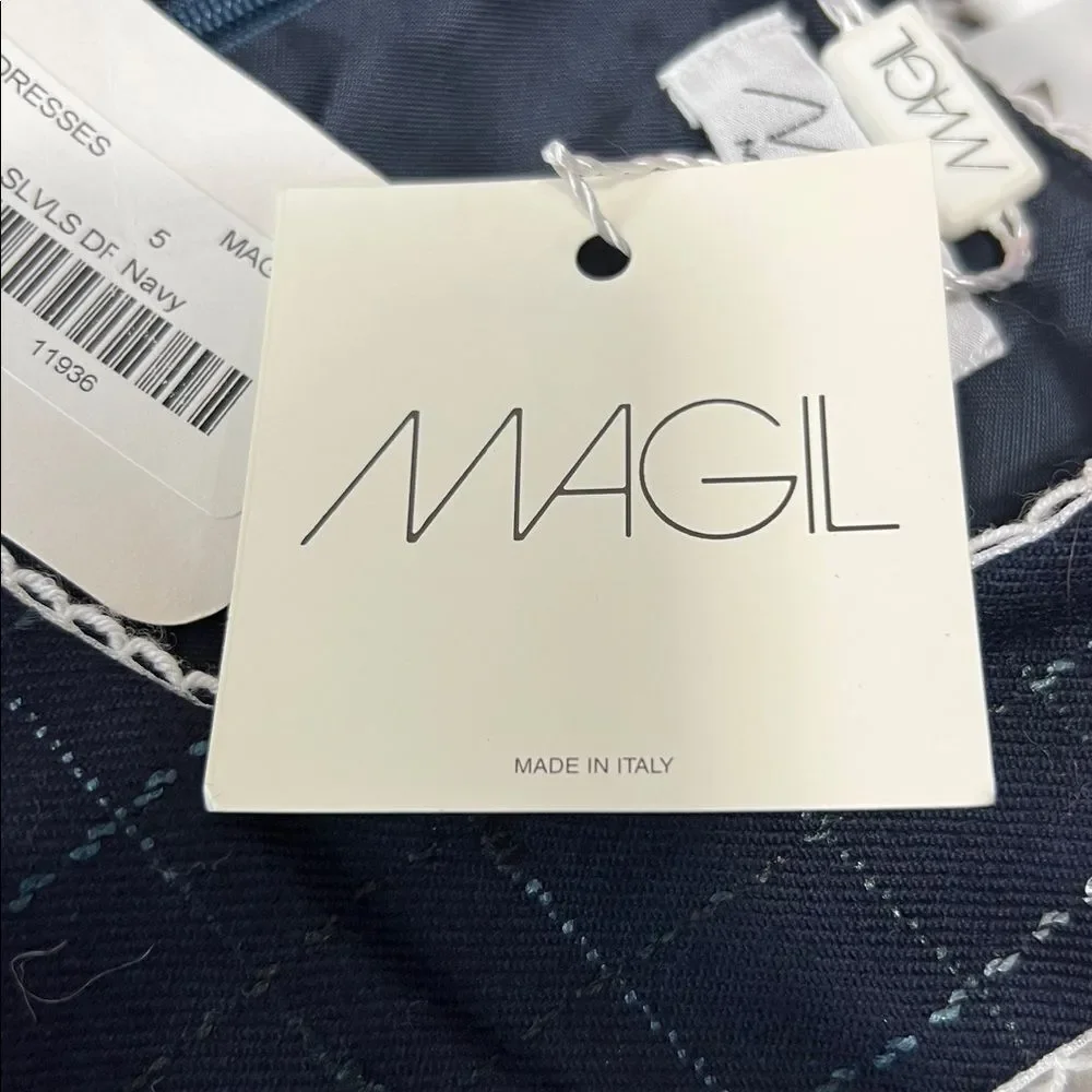 Magil Navy Blue sleeveless wool embroidered dress size 5 years NWT